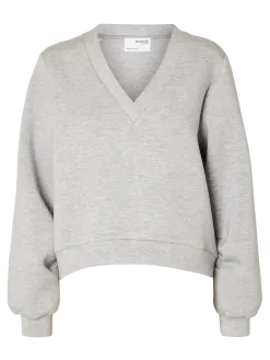 Selected V-neck sweater Jamila Light+Grey+Melange Outlet