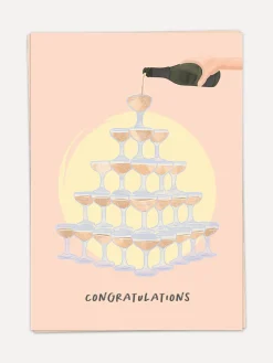 Kaart Blanche Wenskaart Congratulations Champagne+Tower Discount