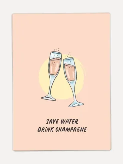 Kaart Blanche Wenskaart Drink champagne Drink+Champagne New