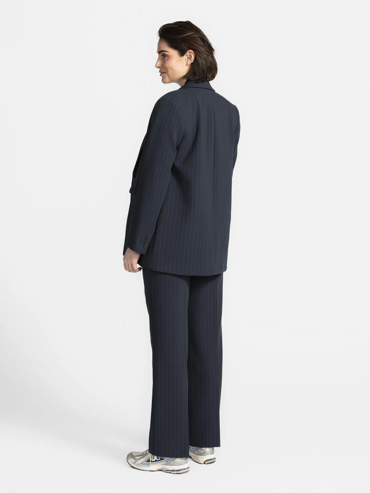 Selected Wijde broek Rita Dark+Sapphire+Stripe Fashion