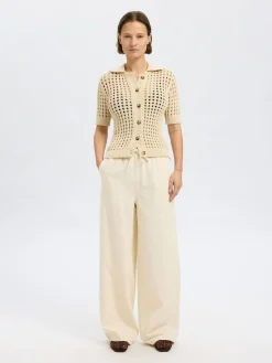 Selected Wijde broek Tenni Ecru Sale